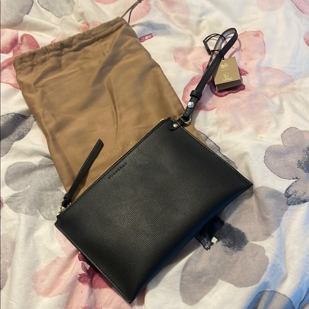 Burberry Black Leather Wristlet Bag